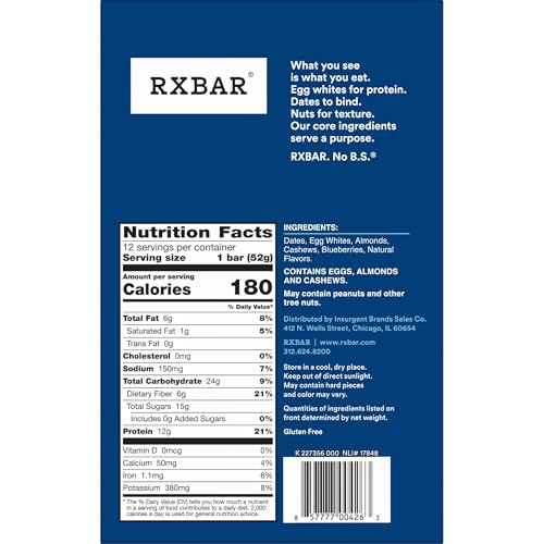 RXBAR Blueberry packaging detail on the box