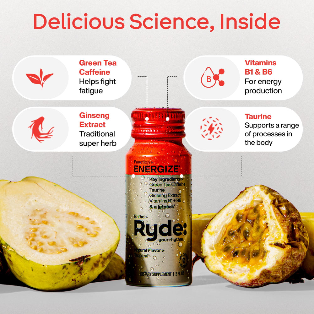 RYDE Energize shot taurine supports sustained alertness during study