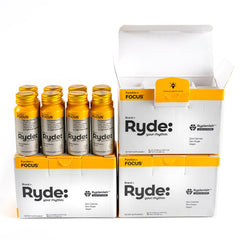 RYDE Focus Shot orange bottle for quick, clear focus on the go.