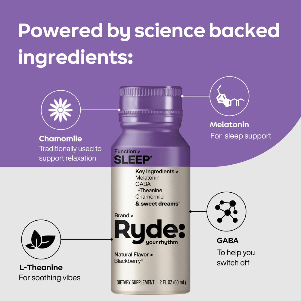 Pouring Ryde Sleep bottle for on-the-go nighttime routine.