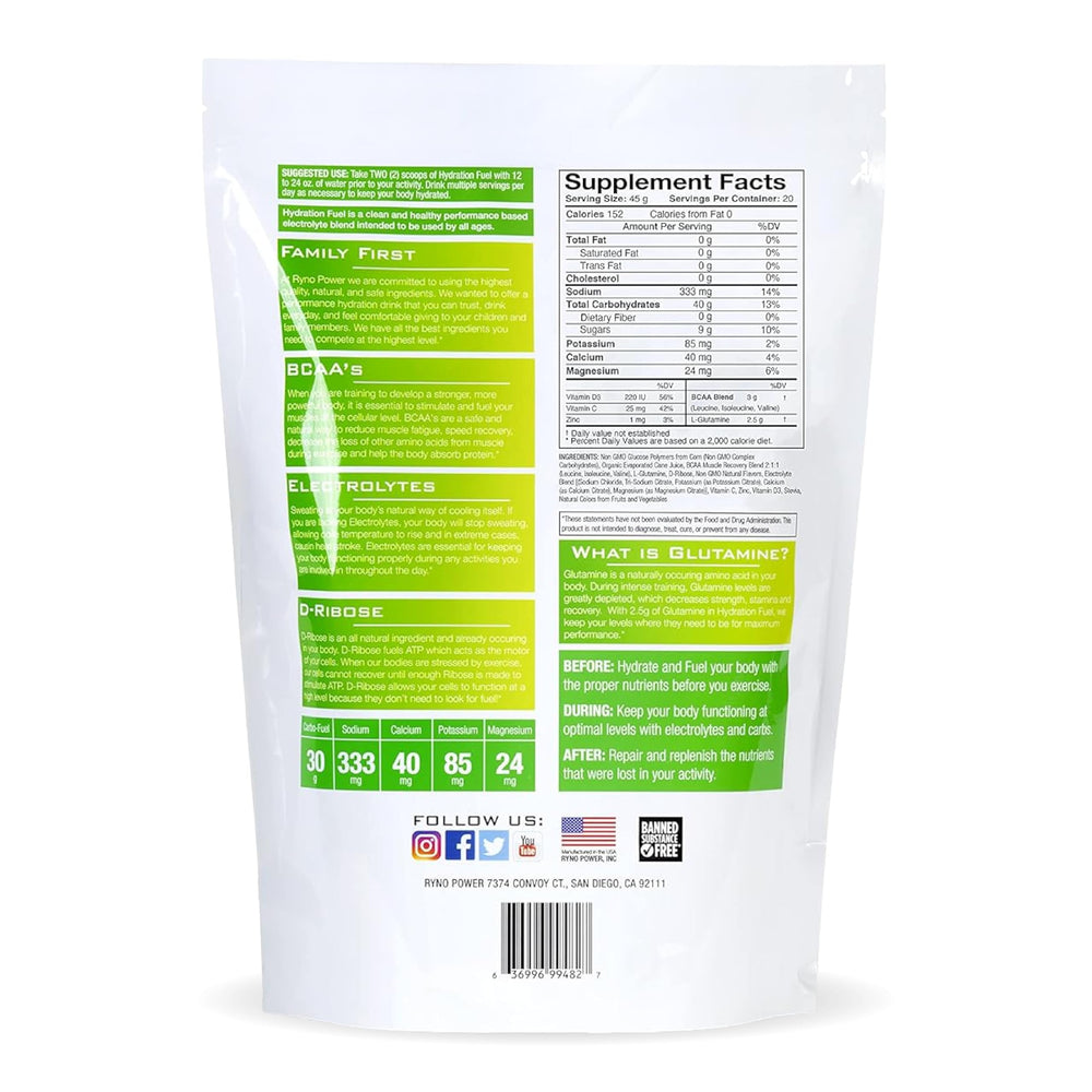 Ryno Power Hydration Fuel lemon-lime scoop for precise servings
