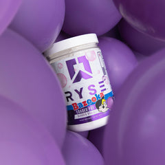 RYSE Loaded Pre Workout Bazooka Grape serving-dispense demonstrates daily use