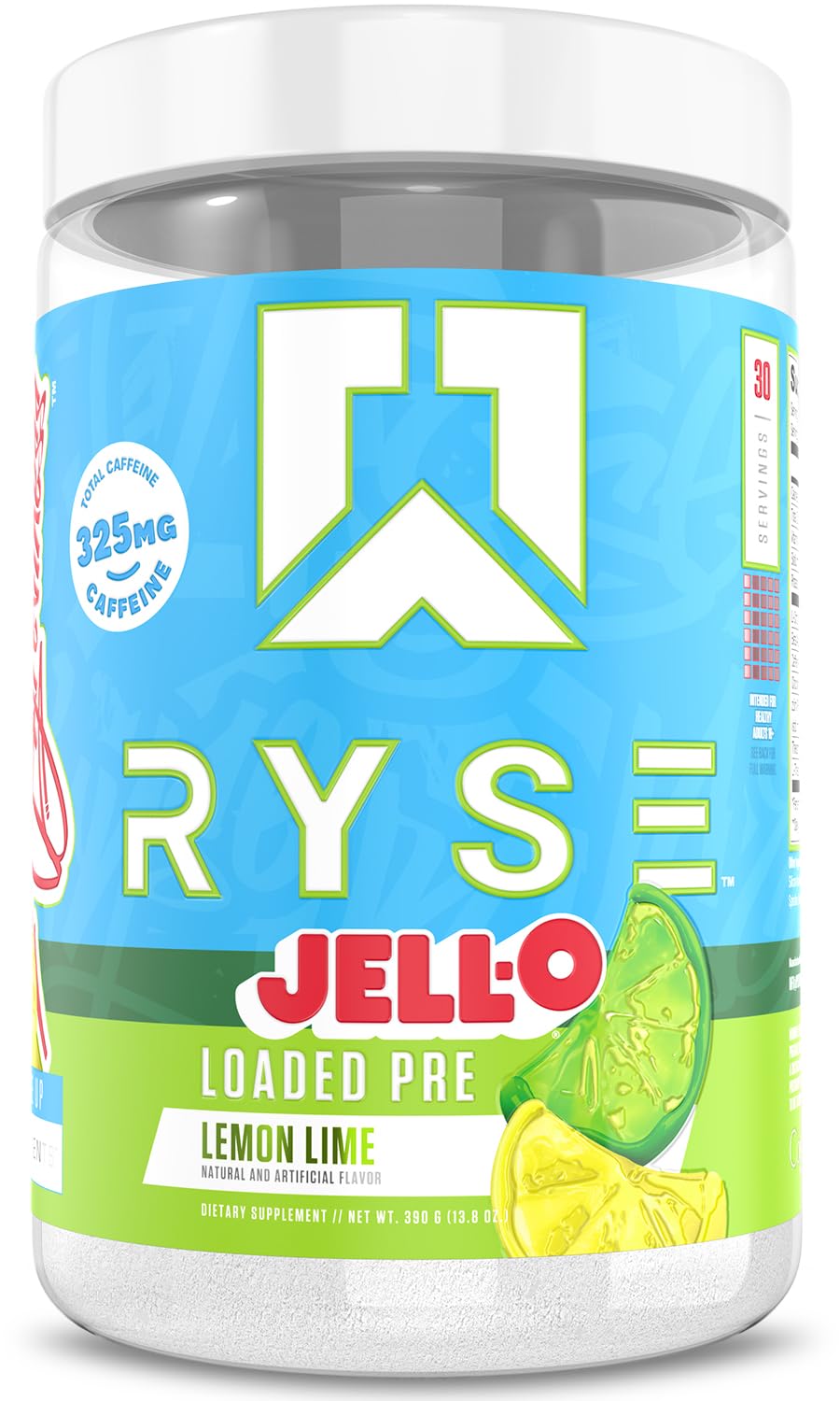 RYSE Loaded Pre Workout bottle front shows bold branding and a strong pump promise.