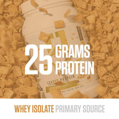 Scoop of cinnamon toast powder from RYSE Loaded protein, convenient post-workout snack.