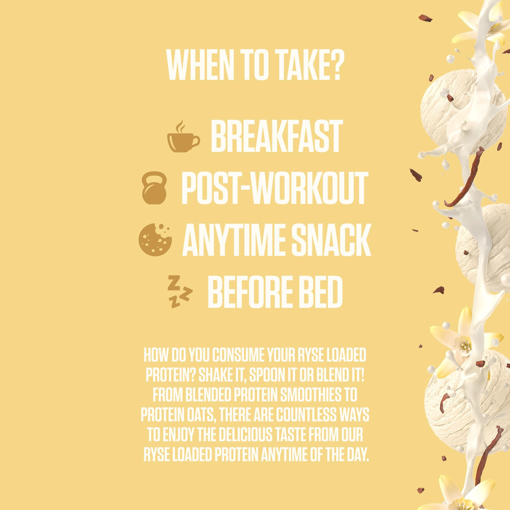 RYSE Loaded Protein Vanilla Ice Cream digestive-friendly formula with prebiotic fiber