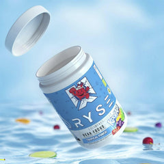 RYSE Up BCAA Focus Powder label close-up highlights purity and ingredients