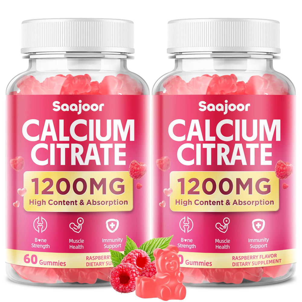 Saajoor Calcium Citrate Gummies bottle for daily bone support and easy consumption.