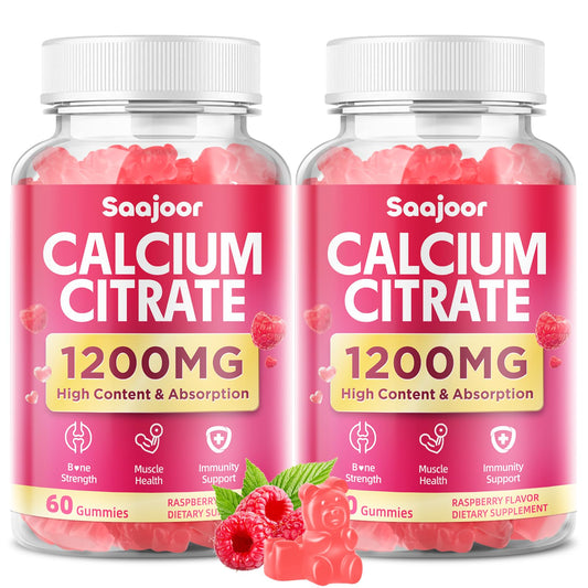 Saajoor Calcium Citrate Gummies bottle for daily bone support and easy consumption.