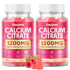 Saajoor Calcium Citrate Gummies bottle for daily bone support and easy consumption.