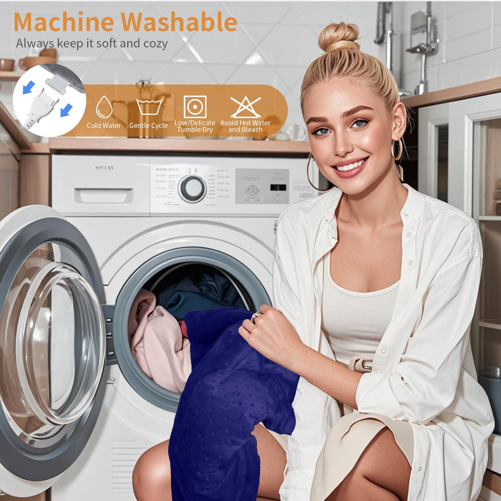 SAROO machine-washable cover in dark blue for easy care