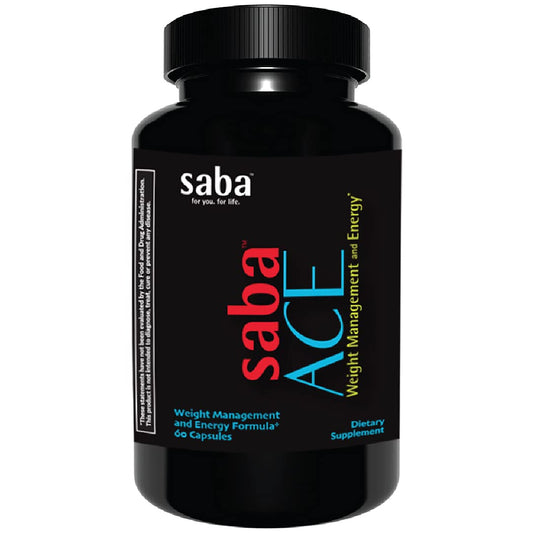 Saba ACE bottle with capsules ready for a pre-workout energy boost