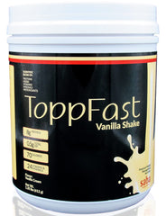 Saba ToppFast vanilla shake poured for a balanced meal replacement