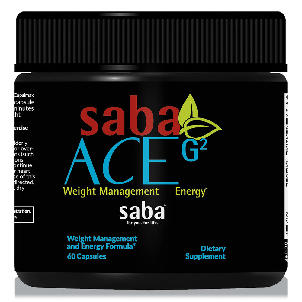 Saba ACE G2 bottle front showing sleek design for on-the-go energy and focus