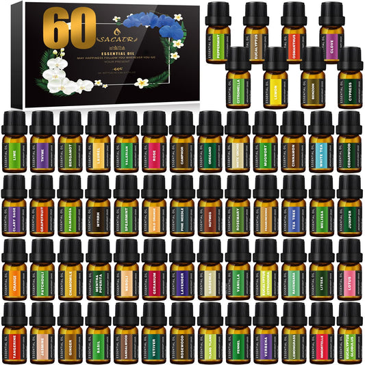 SACATR packaging box for 60 essential oils, ideal for gifting and storage.