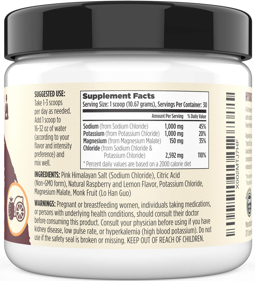 Sacred Eats Keto Electrolyte lemon raspberry label signals refreshing hydration after exercise.