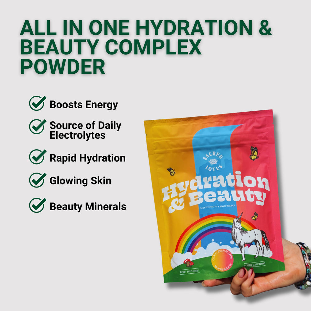Sacred Lotus Hyaluronic Acid and Bamboo Extract for skin-hydration support.