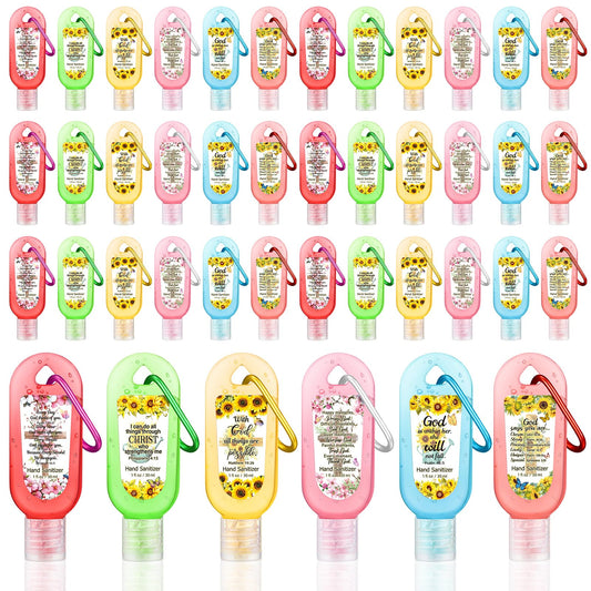 Sacubee Bible verse hand sanitizer keychain in pink lavender, portable on-the-go cleansing.