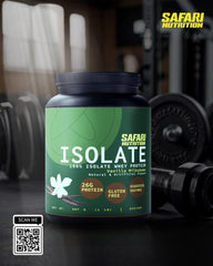 Close-up shows 26g protein per serving and transparent formulation for confidence.