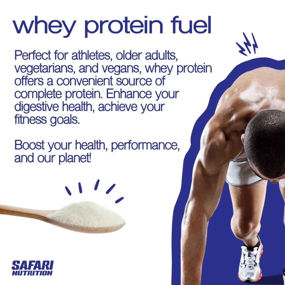 Powder being poured into a glass for a quick protein shake by Safari Nutrition.