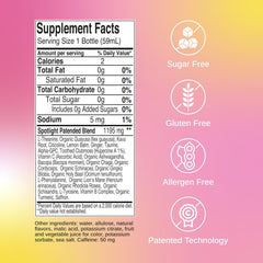 Saga Spotlight label closeup highlighting organic ingredients and sugar-free formula.
