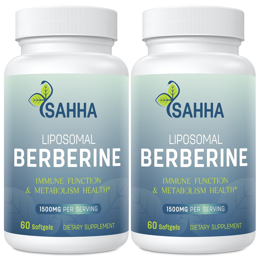 Sahha Liposomal Berberine bottle closeup highlighting enhanced absorption