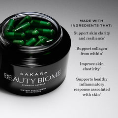 SAKARA Beauty Biome Dermaval polyphenols image emphasizes anti-collagen degradation support.