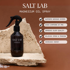 Salt Lab Magnesium Oil Spray fast-drying formula dries without residue.