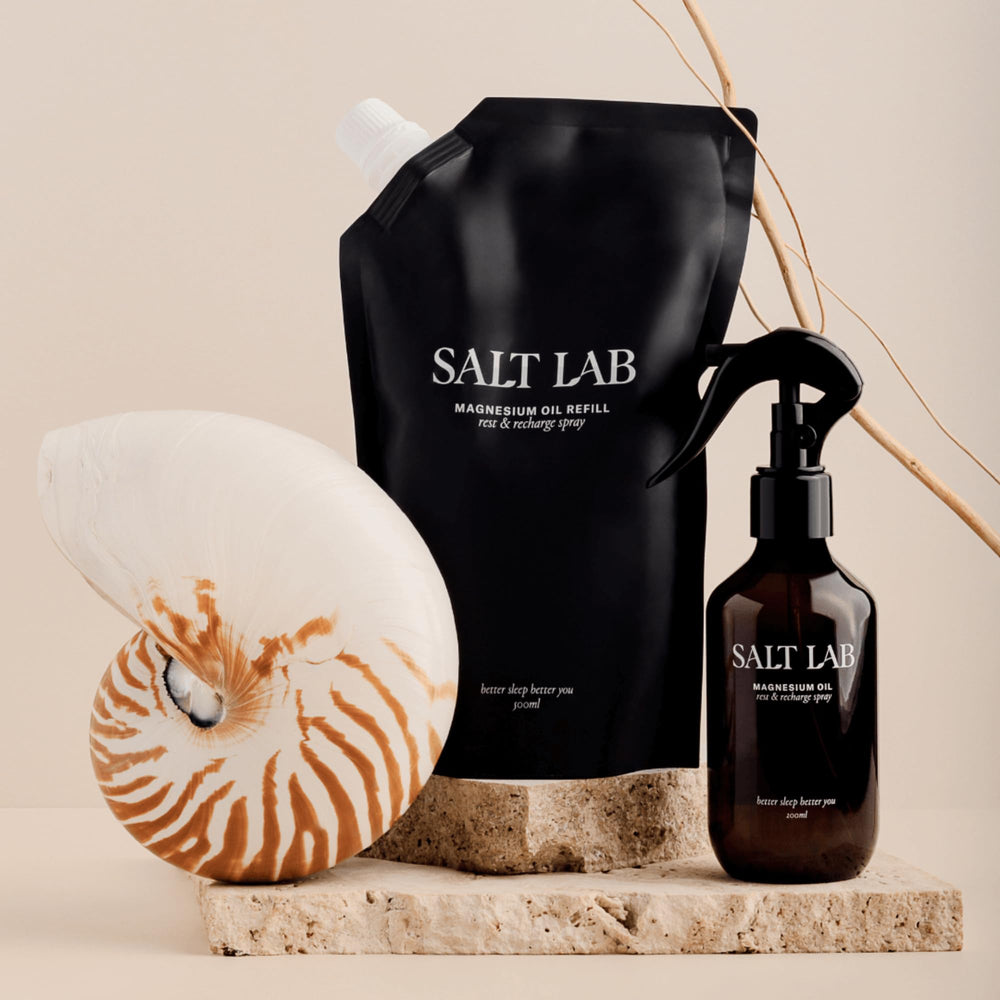 Salt Lab Magnesium Oil Spray non-sticky texture for comfortable application.
