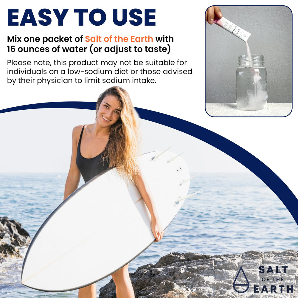 Salt of the Earth unwrapped packet showing convenient daily hydration.