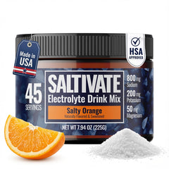 Saltivate High Sodium Electrolytes orange bottle pour after exertion for quick hydration