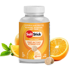 SaltStick FastChews orange bottle ready for quick hydration during workouts