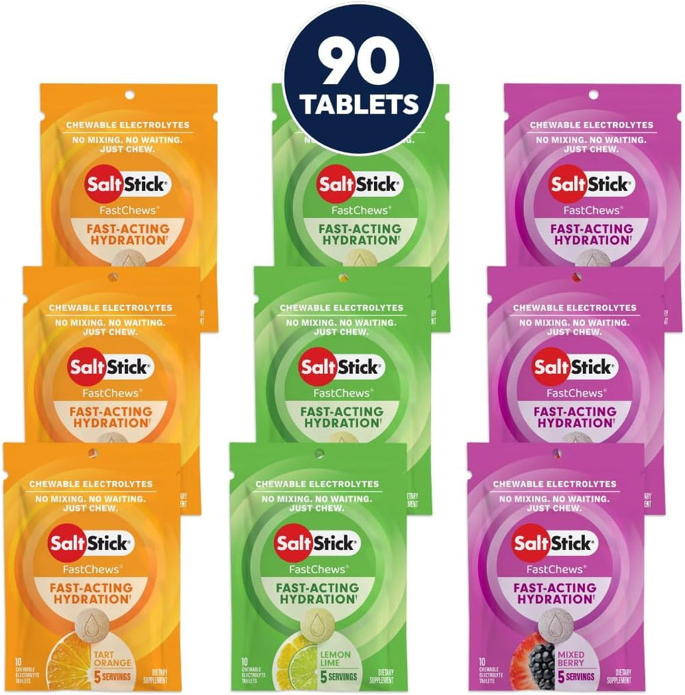 SaltStick FastChews 90-count variety pack for fast hydration on the go.