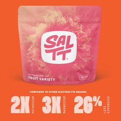 SALTT vegan sugar-free gluten-free label emphasizes pure ingredients.