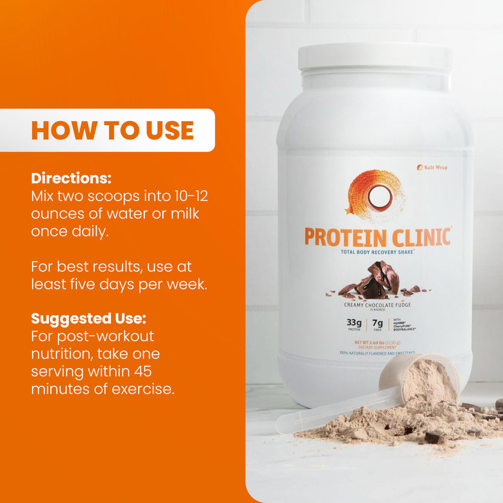 SaltWrap Protein Clinic shaker glass ready conveys convenient post-workout nourishment