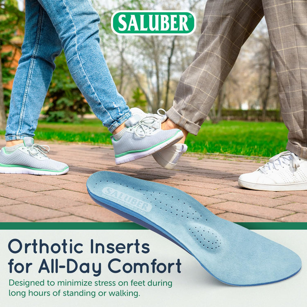 Saluber orthotic inserts featuring a met pad for targeted forefoot support.