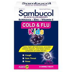 Sambucol package highlighting elderberry formula and natural ingredients