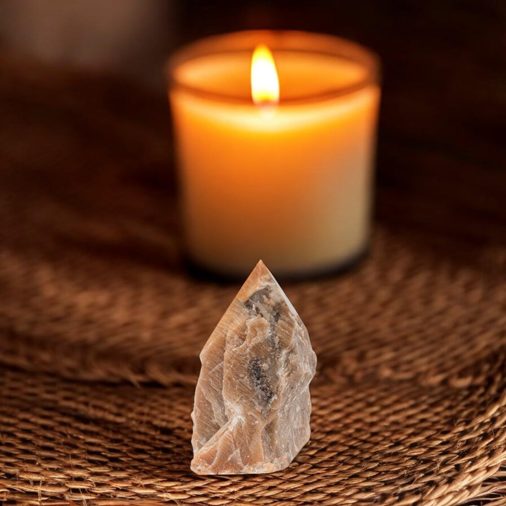SAMSARI Feldspar crystal point set suitable for gifts or personal spiritual practice at home.