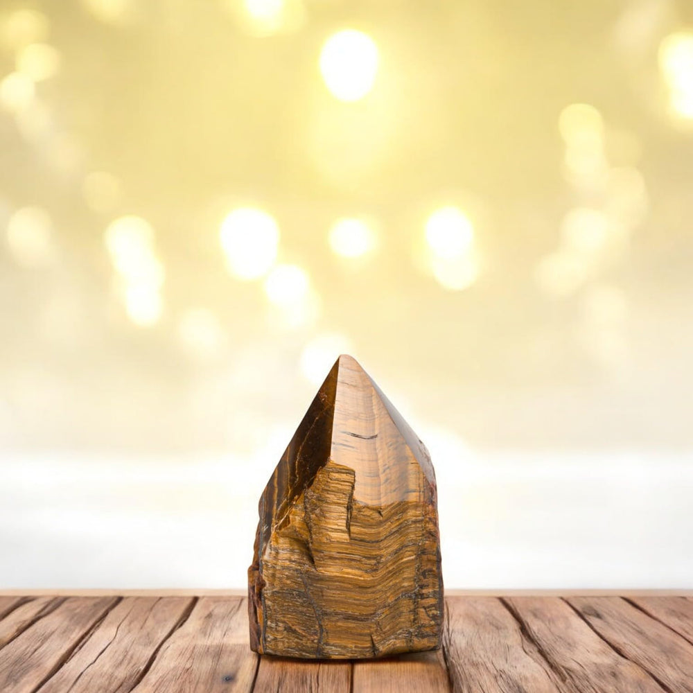 SAMSARI Tiger Eye home décor point adds steady energy to spaces.