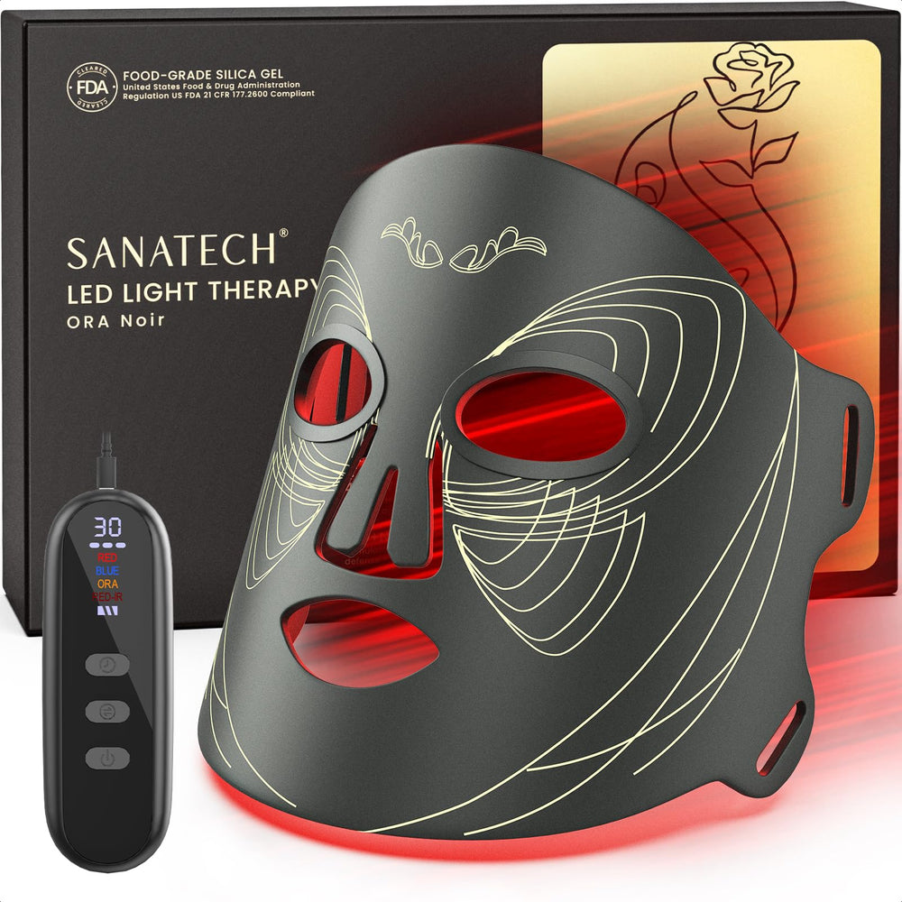 SanaTech LED mask front view with 400 LEDs for at home light therapy