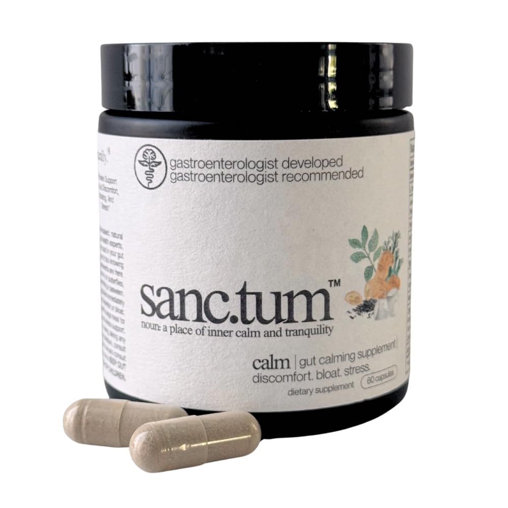 Sanctum bottle front image showing calming gut support for digestion