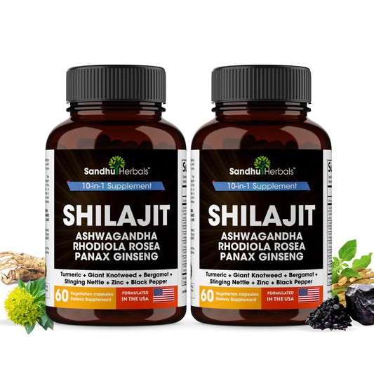 SANDHUHERBALS Shilajit Pure Himalayan bottle for daily energy and vitality.