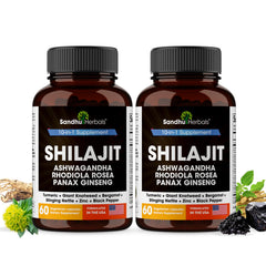 SANDHUHERBALS Shilajit Pure Himalayan bottle for daily energy and vitality.