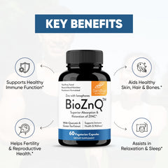 BioZnq allergen-free icon on label for dietary compatibility.