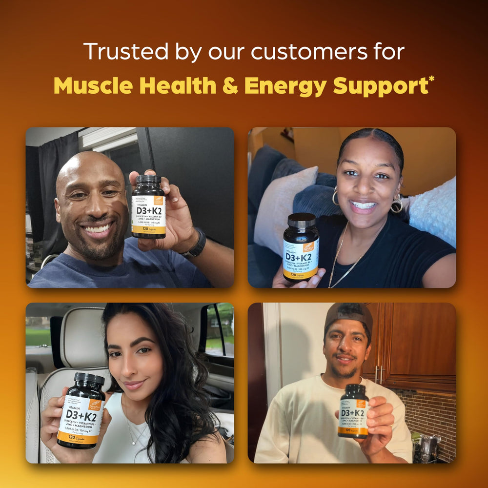Sandhu's D3 K2 Magnesium label shows gluten and dairy-free capsule