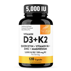 Sandhu's D3K2 Magnesium capsules are easy to swallow and support daily energy.