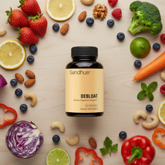 Sandhu's Debloat ingredients ginger peppermint fennel provide natural digestive comfort.