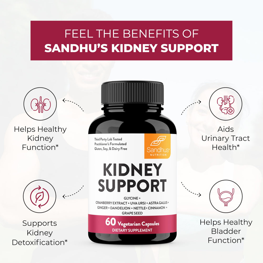 Sandhu's Kidney Cleanse PACs provide antioxidant protection for urinary health.