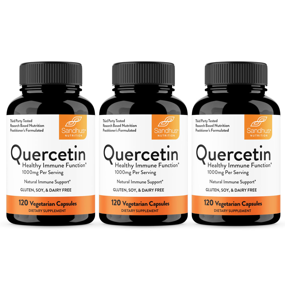 Sandhu's Quercetin bottle front view for daily immune support