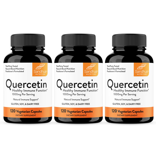 Sandhu's Quercetin bottle front view for daily immune support
