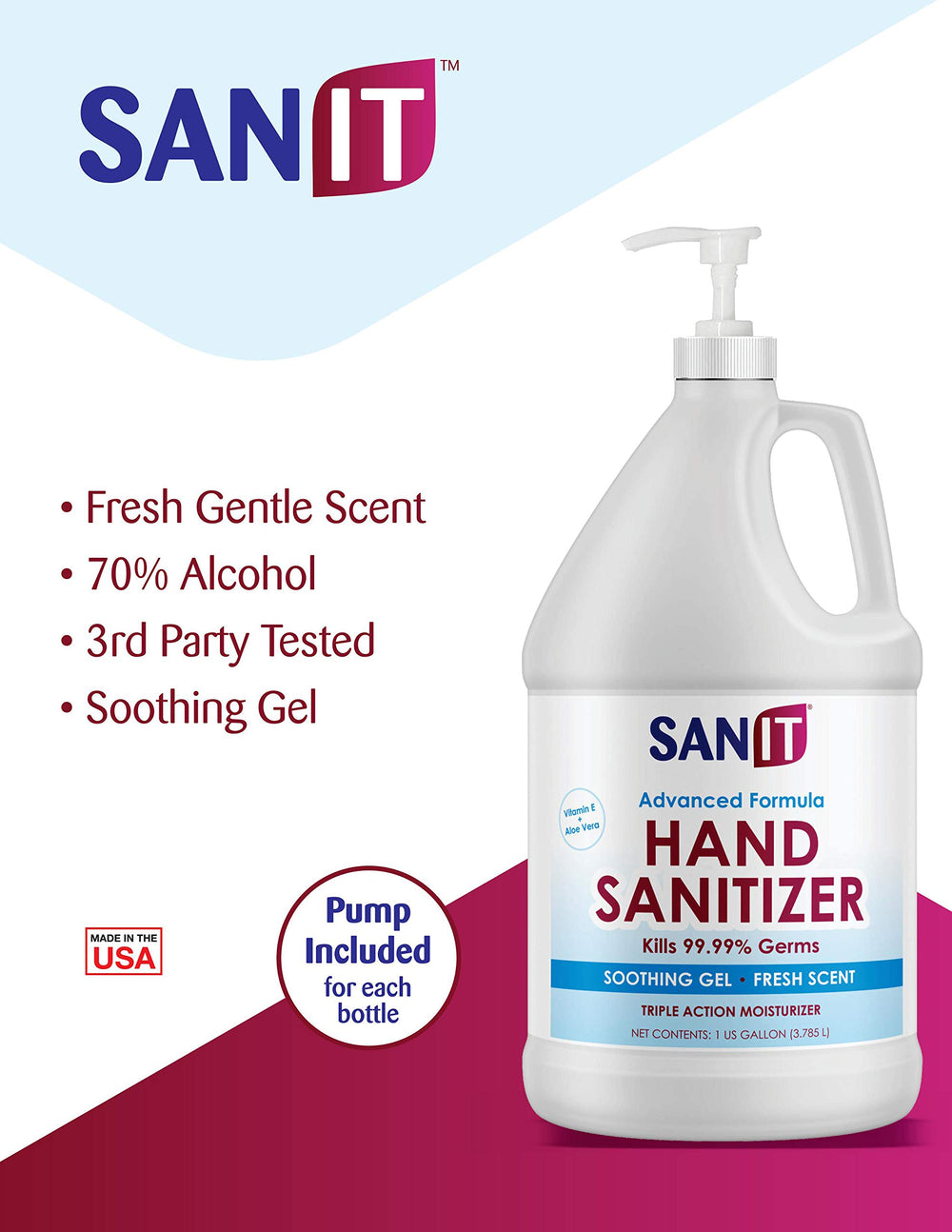 Sanit 1-gallon bulk refill option for easy stocking